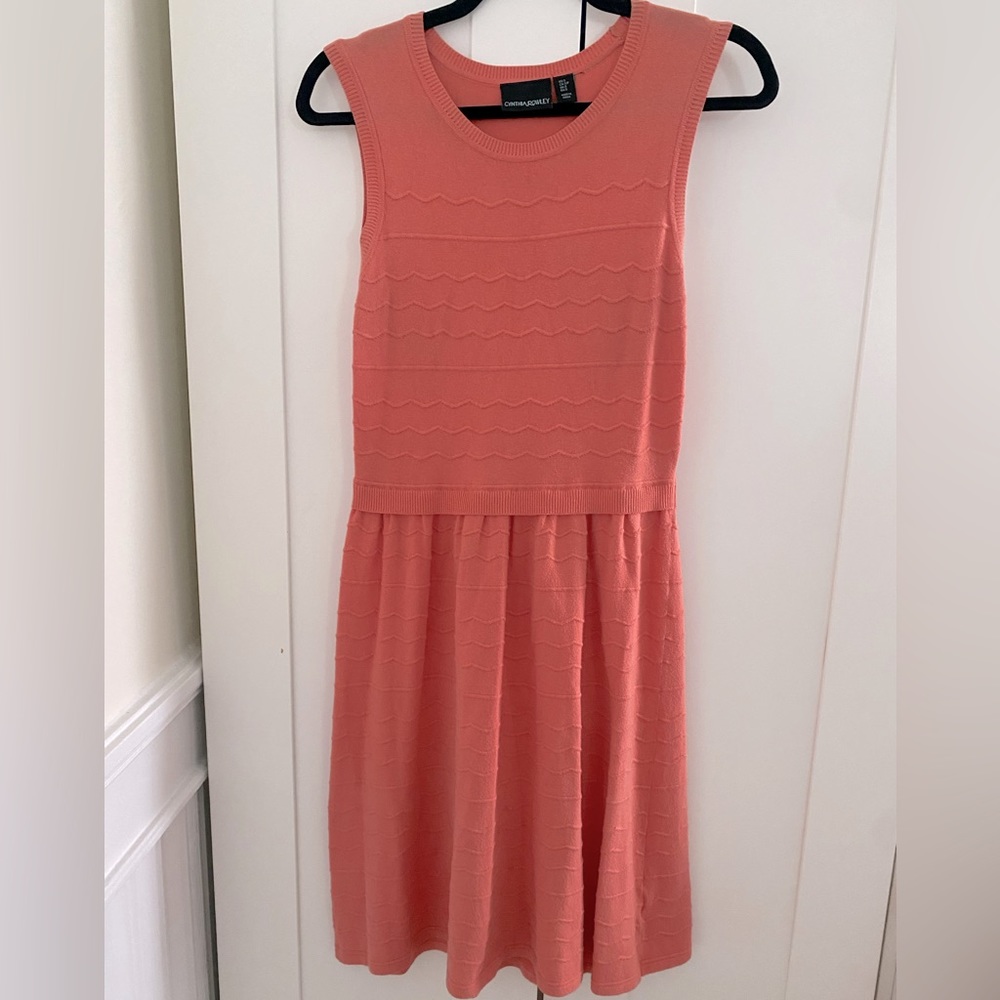 Cynthia Rowley Size S Coral Pink Sweater Dress, A-line Cut with Scoop Neck
